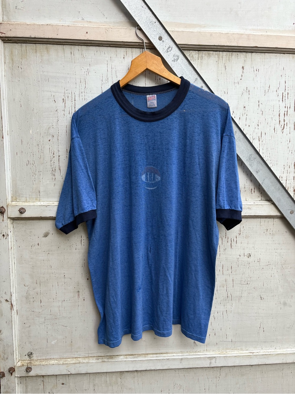 Vintage 90s Soffe Beastie Boys ABA Faded Blue Ringer Rap Music Band Shirt XL